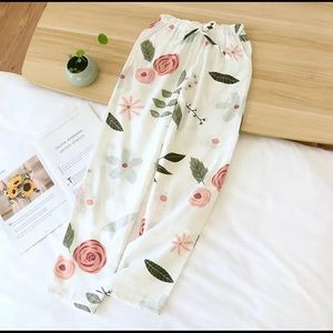 100% Gauze Cotton Pajama Pants Floral